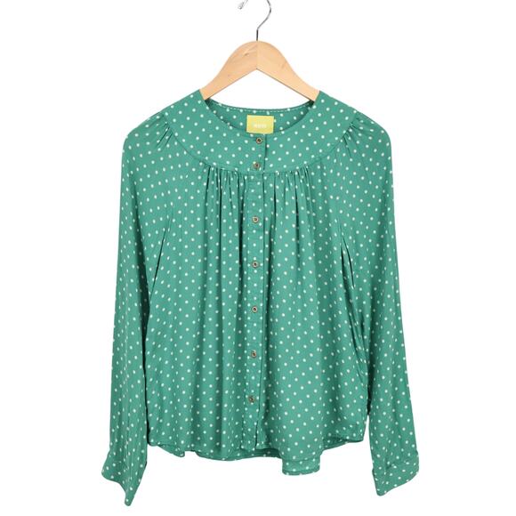 Anthropologie Tops - Anthropologie Maeve Asbury Printed Blouse Kelly Green Size Small